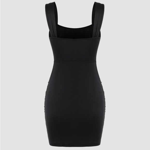 Black Ruched Mini Dress - Picture 2 of 4
